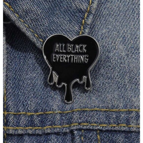 ALL BLACK EVERYTHING Heart Enamel Lapel Backpack Pin NEW NIP - Picture 2 of 3
